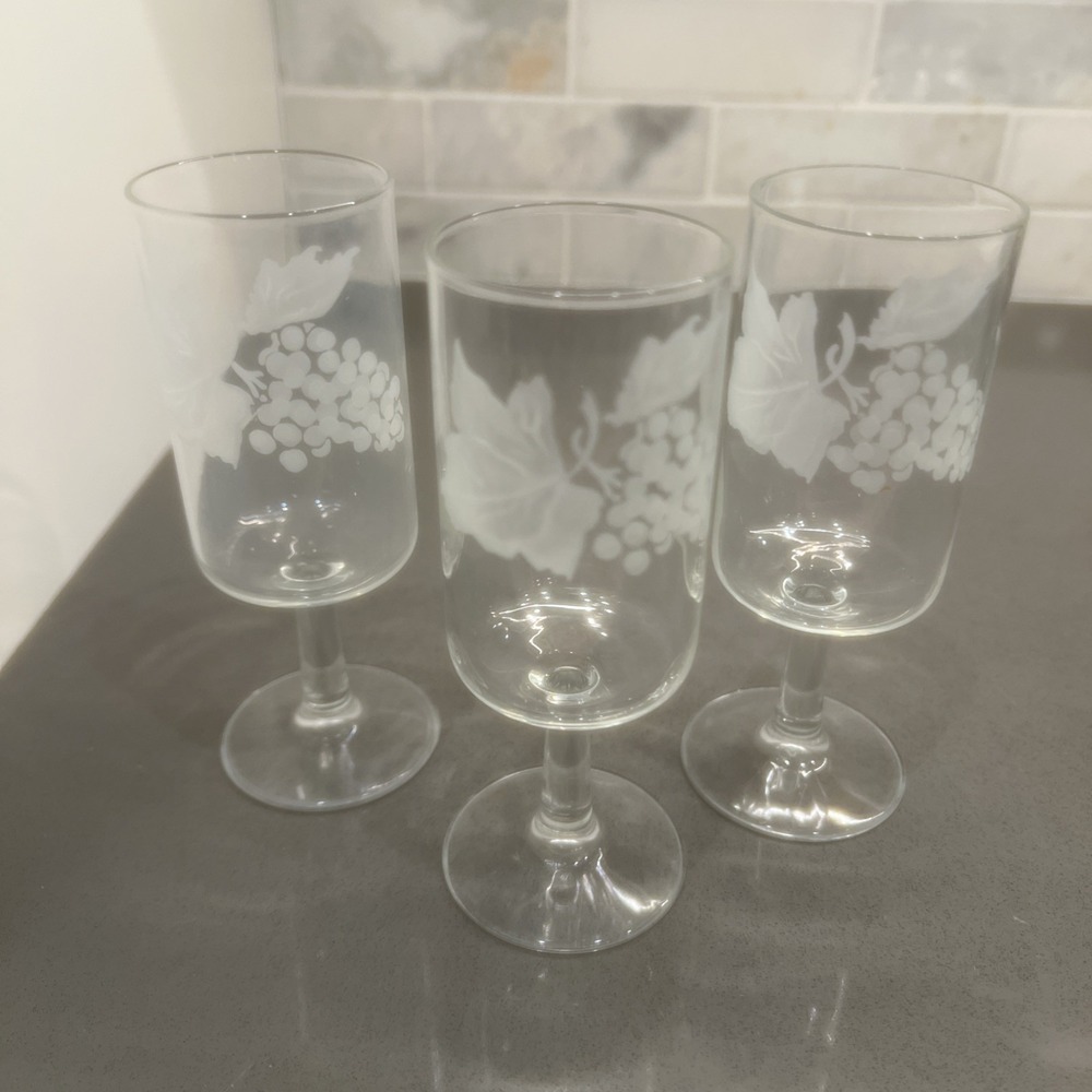 3-Vintage Clear Water Goblets Partridge in a Pear Tree by Horchow